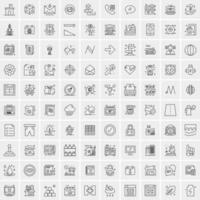 paquete de 100 iconos de líneas universales para móviles y web vector