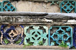 Travel to Bangkok, Thailand. The fragment of the decoration of the wall in the temple. photo