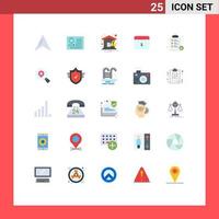 Mobile Interface Flat Color Set of 25 Pictograms of medical day home month calender Editable Vector Design Elements