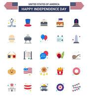 paquete de 25 pisos creativos relacionados con el día de la independencia de estados unidos de la independencia de estados unidos desfile de pasteles elementos editables de diseño vectorial del día de estados unidos vector