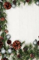 New Year or New Year's Eve background with fir branch with cones. The year 2023 is coming. photo