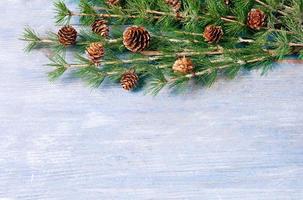 New Year or New Year's Eve background with fir branch with cones. The year 2023 is coming. photo