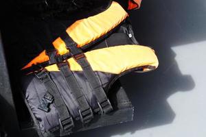 Life jackets for tourists in rafts photo