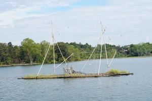 Equipment for trapping fish in the dam photo