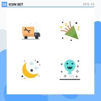 Mobile Interface Flat Icon Set of 4 Pictograms of car holiday plumbing celebration planet Editable Vector Design Elements