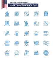 Pack of 25 creative USA Independence Day related Blues of invitation star eagle police sports Editable USA Day Vector Design Elements
