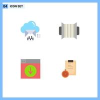 Pictogram Set of 4 Simple Flat Icons of cloud web data audio download Editable Vector Design Elements