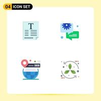 Pack of 4 Modern Flat Icons Signs and Symbols for Web Print Media such as file pin fount consulting globe Editable Vector Design Elements