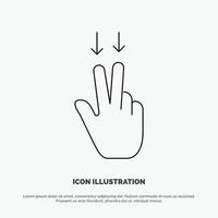 Fingers Gesture  Down Line Icon Vector