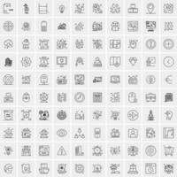 paquete de 100 iconos de líneas universales para móviles y web vector