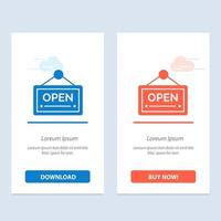 Open Sign Board Hotel  Blue and Red Download and Buy Now web Widget Card Template vector