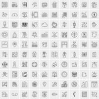 paquete de 100 iconos de líneas universales para móviles y web vector