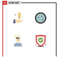 Set of 4 Vector Flat Icons on Grid for hand microbe cross biology career Editable Vector Design Elements