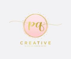 logotipo femenino pq inicial. utilizable para logotipos de naturaleza, salón, spa, cosmética y belleza. elemento de plantilla de diseño de logotipo de vector plano.