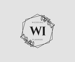 logo femenino inicial wi. utilizable para logotipos de naturaleza, salón, spa, cosmética y belleza. elemento de plantilla de diseño de logotipo de vector plano.