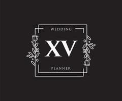 logotipo femenino xv inicial. utilizable para logotipos de naturaleza, salón, spa, cosmética y belleza. elemento de plantilla de diseño de logotipo de vector plano.