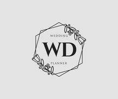 Initial WD feminine logo. Usable for Nature, Salon, Spa, Cosmetic and Beauty Logos. Flat Vector Logo Design Template Element.