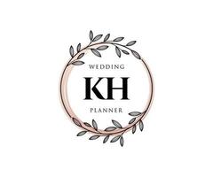 colección de logotipos de monograma de boda con letras iniciales kh, plantillas florales y minimalistas modernas dibujadas a mano para tarjetas de invitación, guardar la fecha, identidad elegante para restaurante, boutique, café en vector