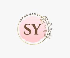 Initial SY feminine logo. Usable for Nature, Salon, Spa, Cosmetic and Beauty Logos. Flat Vector Logo Design Template Element.