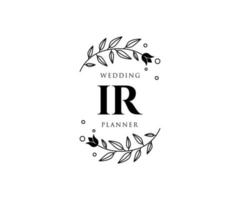 IR Initials letter Wedding monogram logos collection, hand drawn modern minimalistic and floral templates for Invitation cards, Save the Date, elegant identity for restaurant, boutique, cafe in vector