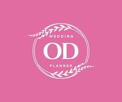 OD Initials letter Wedding monogram logos collection, hand drawn modern minimalistic and floral templates for Invitation cards, Save the Date, elegant identity for restaurant, boutique, cafe in vector