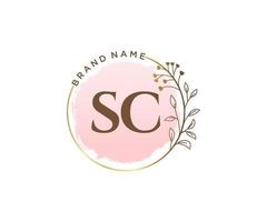 Initial SC feminine logo. Usable for Nature, Salon, Spa, Cosmetic and Beauty Logos. Flat Vector Logo Design Template Element.