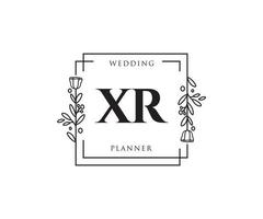 Initial XR feminine logo. Usable for Nature, Salon, Spa, Cosmetic and Beauty Logos. Flat Vector Logo Design Template Element.