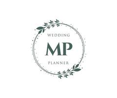 MP Initials letter Wedding monogram logos collection, hand drawn modern minimalistic and floral templates for Invitation cards, Save the Date, elegant identity for restaurant, boutique, cafe in vector