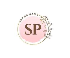 logotipo femenino sp inicial. utilizable para logotipos de naturaleza, salón, spa, cosmética y belleza. elemento de plantilla de diseño de logotipo de vector plano.