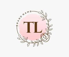 Initial TL feminine logo. Usable for Nature, Salon, Spa, Cosmetic and Beauty Logos. Flat Vector Logo Design Template Element.