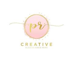 Initial PR feminine logo. Usable for Nature, Salon, Spa, Cosmetic and Beauty Logos. Flat Vector Logo Design Template Element.