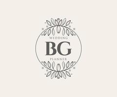 BG Initials letter Wedding monogram logos collection, hand drawn modern minimalistic and floral templates for Invitation cards, Save the Date, elegant identity for restaurant, boutique, cafe in vector