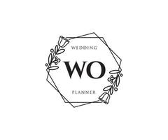 logo femenino inicial wo. utilizable para logotipos de naturaleza, salón, spa, cosmética y belleza. elemento de plantilla de diseño de logotipo de vector plano.