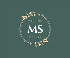 MS Initials letter Wedding monogram logos collection, hand drawn modern minimalistic and floral templates for Invitation cards, Save the Date, elegant identity for restaurant, boutique, cafe in vector