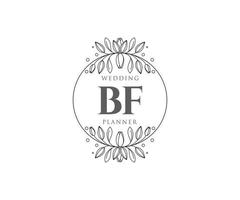 BF Initials letter Wedding monogram logos collection, hand drawn modern minimalistic and floral templates for Invitation cards, Save the Date, elegant identity for restaurant, boutique, cafe in vector