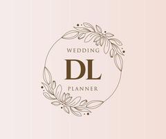 DL Initials letter Wedding monogram logos collection, hand drawn modern minimalistic and floral templates for Invitation cards, Save the Date, elegant identity for restaurant, boutique, cafe in vector