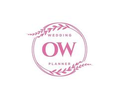 OW Initials letter Wedding monogram logos collection, hand drawn modern minimalistic and floral templates for Invitation cards, Save the Date, elegant identity for restaurant, boutique, cafe in vector