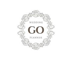 GO Initials letter Wedding monogram logos collection, hand drawn modern minimalistic and floral templates for Invitation cards, Save the Date, elegant identity for restaurant, boutique, cafe in vector