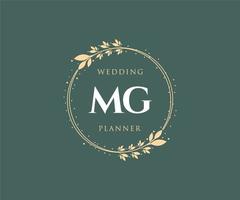 MG Initials letter Wedding monogram logos collection, hand drawn modern minimalistic and floral templates for Invitation cards, Save the Date, elegant identity for restaurant, boutique, cafe in vector