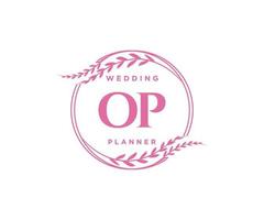 OP Initials letter Wedding monogram logos collection, hand drawn modern minimalistic and floral templates for Invitation cards, Save the Date, elegant identity for restaurant, boutique, cafe in vector