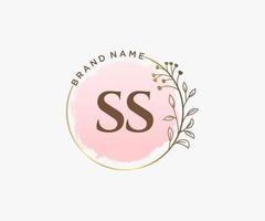 Initial SS feminine logo. Usable for Nature, Salon, Spa, Cosmetic and Beauty Logos. Flat Vector Logo Design Template Element.