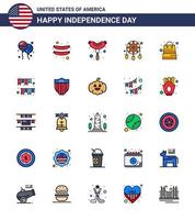 paquete de iconos de vector de stock del día americano 25 signos y símbolos de línea plana llena para empavesados decoración del día americano tienda dinero elementos de diseño de vector de día de estados unidos editables