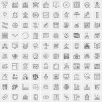 paquete de 100 iconos de líneas universales para móviles y web vector