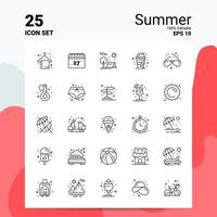 25 conjunto de iconos de verano 100 archivos eps 10 editables concepto de logotipo de empresa ideas diseño de icono de línea vector