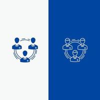 equipo negocio comunicación jerarquía personas estructura social línea y glifo icono sólido bandera azul línea y glifo icono sólido bandera azul vector