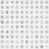 Pack of 100 Universal Line Icons for Mobile and Web vector