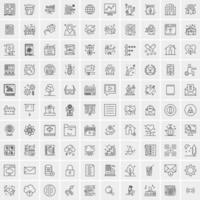 paquete de 100 iconos de líneas universales para móviles y web vector