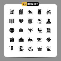 Modern Set of 25 Solid Glyphs and symbols such as phone recorder mobile mic rules mobile app transport Editable Vector Design Elements
