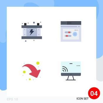 4 Universal Flat Icons Set for Web and Mobile Applications electricity share battery seo screen Editable Vector Design Elements