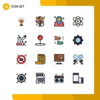 conjunto de 16 iconos modernos de la interfaz de usuario símbolos signos para la dirección de la educación científica elementos de diseño de vectores creativos editables de forma atómica